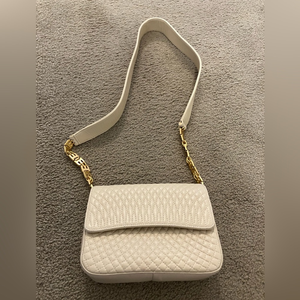Bally luxury quilted cream leather handbag